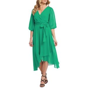 DKNY Green Midi Wrap Dress